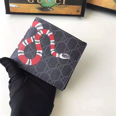 gucci kingsnake print gg supreme wallet mens|gucci snake coin wallet.